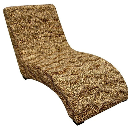 52" Leopard Print Faux Suede Curved Chaise Lounge Accent Chair