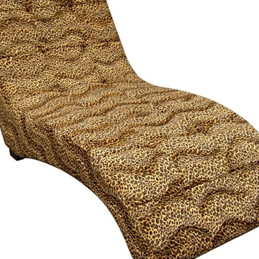 52" Leopard Print Faux Suede Curved Chaise Lounge Accent Chair