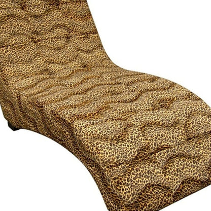 52" Leopard Print Faux Suede Curved Chaise Lounge Accent Chair