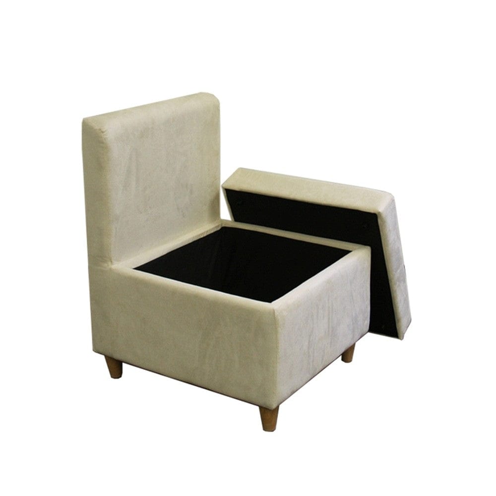 29" Mod Taupe Cream Microfiber Armless Accent Chair with Storage