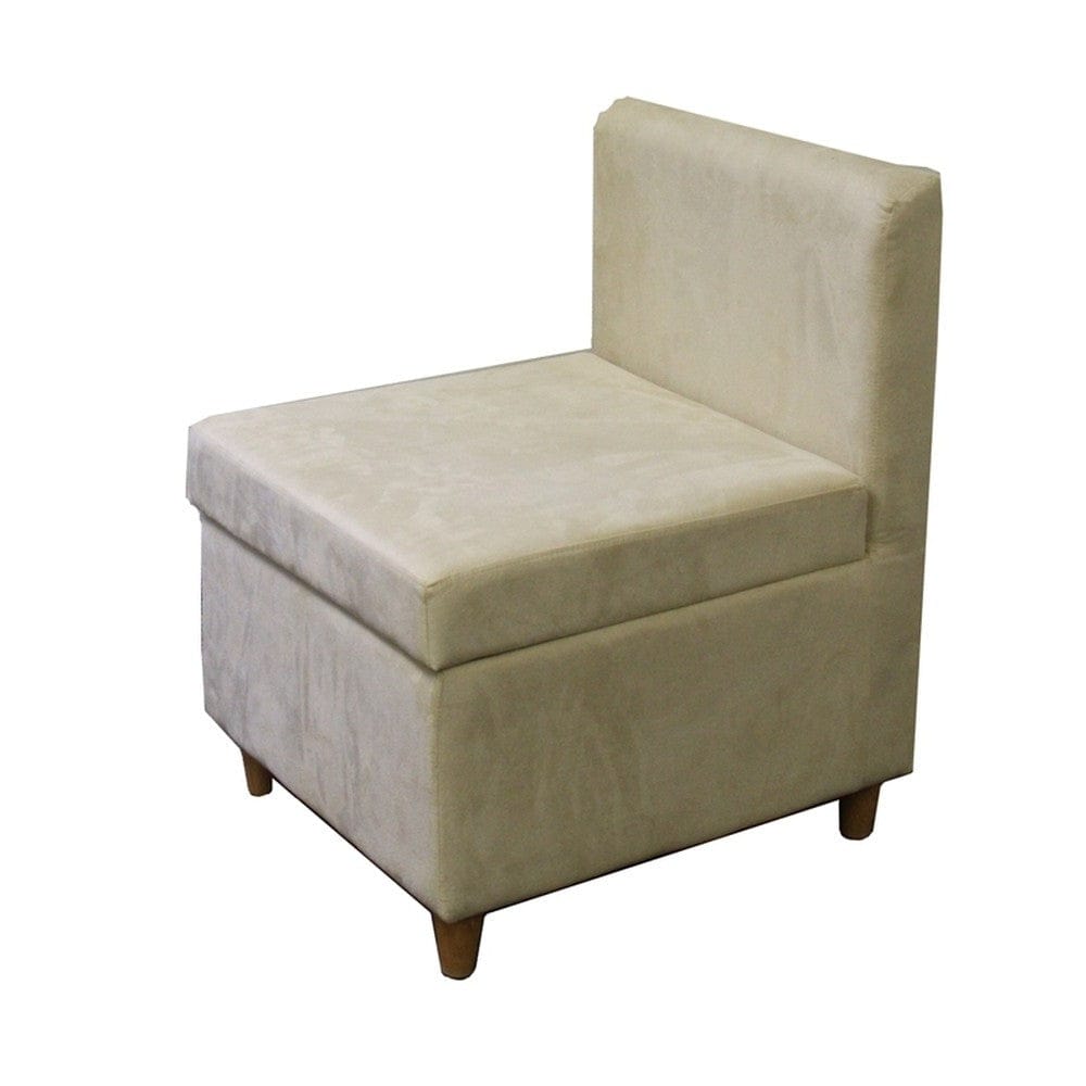 29" Mod Taupe Cream Microfiber Armless Accent Chair with Storage