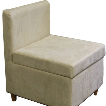 29" Mod Taupe Cream Microfiber Armless Accent Chair with Storage