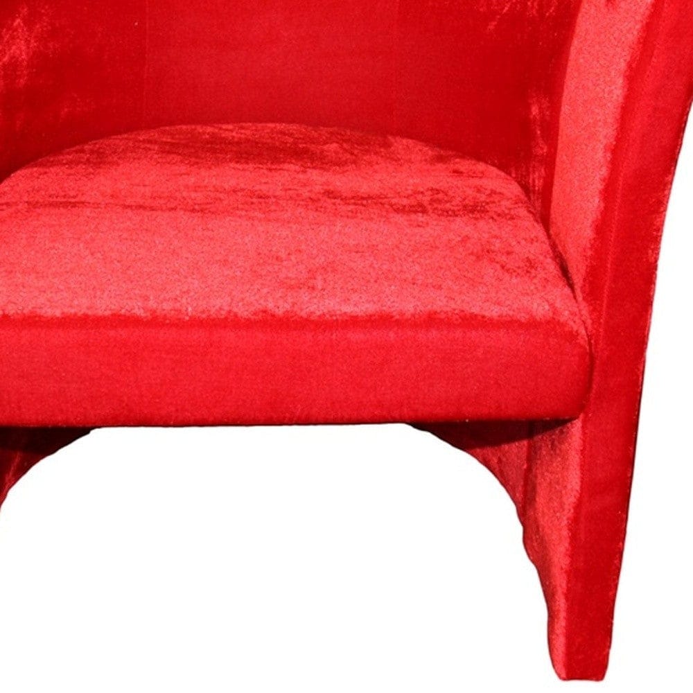 25" Luxurious Wood and Red Microfiber Folding Chair