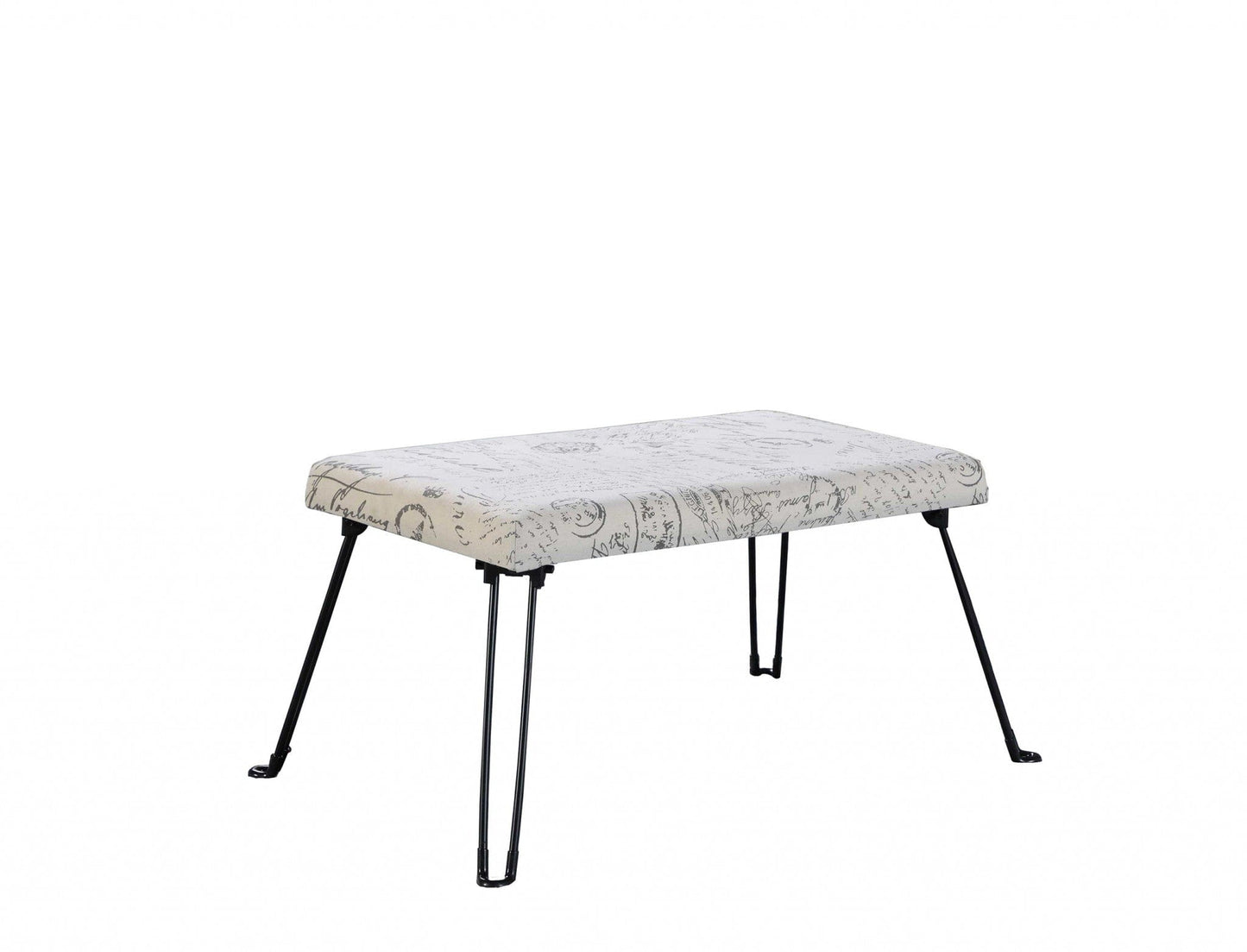 31" Black and White Postcard Microfiber Folding Bench