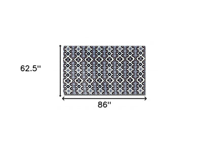 5' X 7' Black Light Blue Area Rug