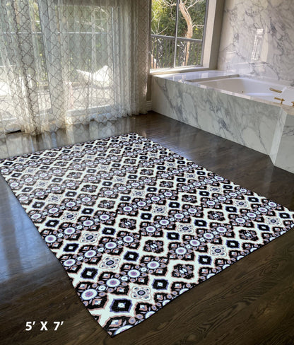 5' X 7' Black Light Blue Area Rug