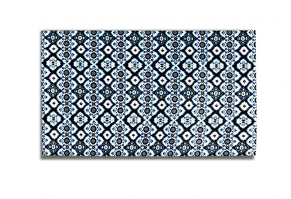 5' X 7' Black And Blue Oriental Area Rug