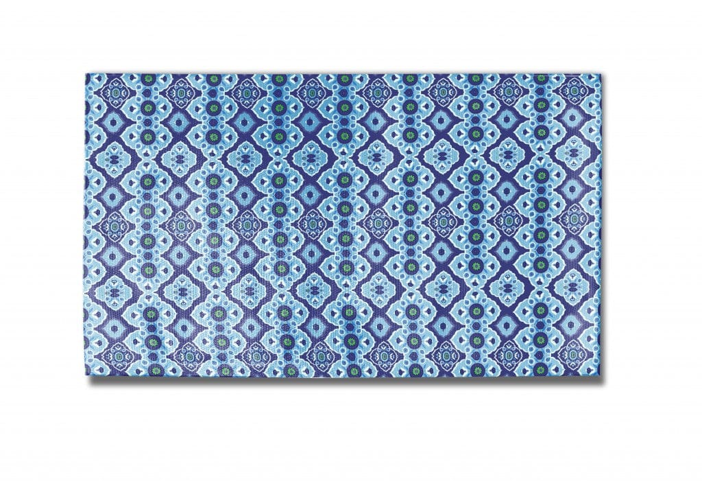 5' X 7' Blue And Blue Oriental Area Rug