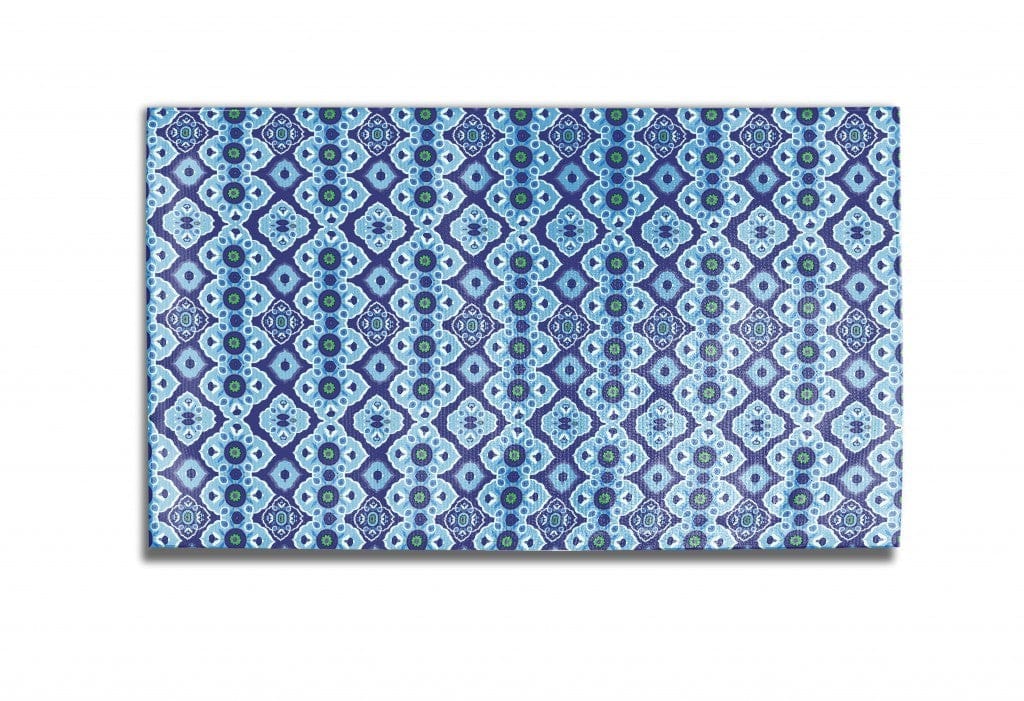 5' X 7' Blue And Blue Oriental Area Rug