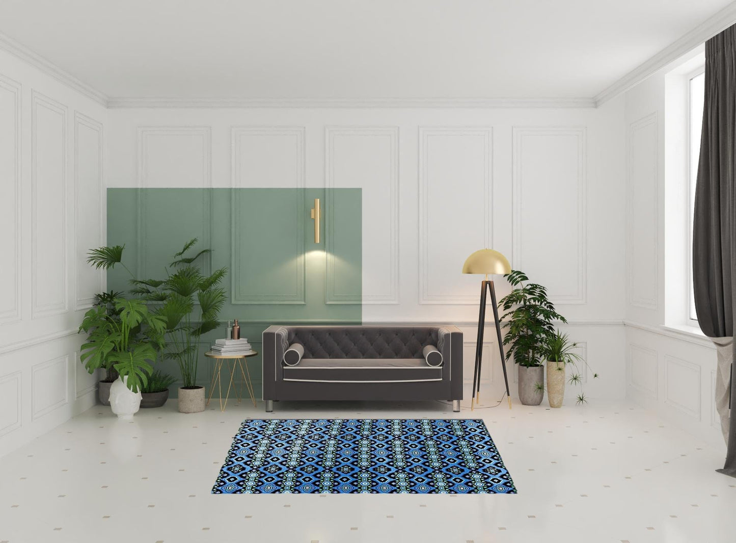 5' X 7' DeepBlue And Indigo Oriental Area Rug