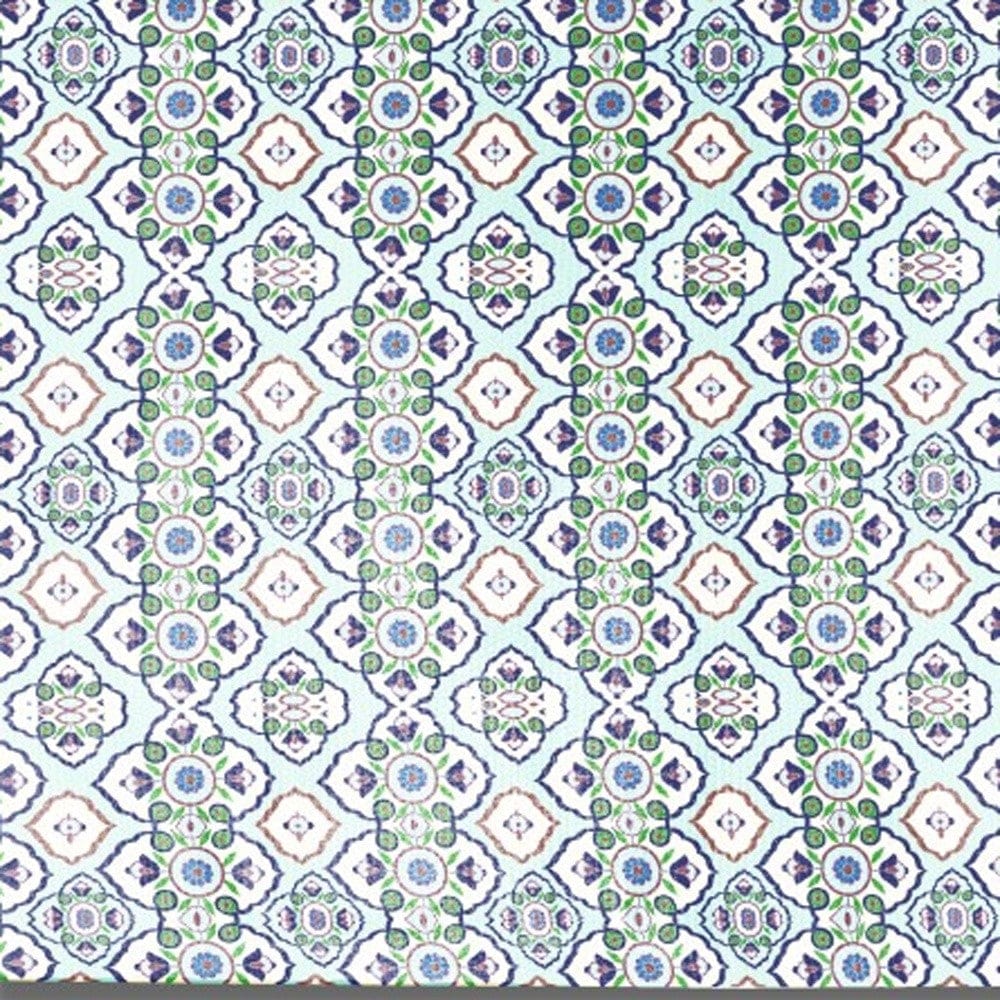 5' X 7' Light Blue And Cream Oriental Area Rug