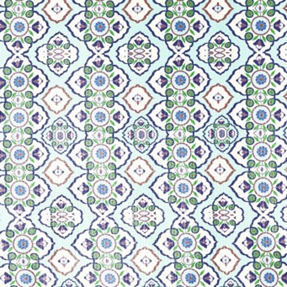 5' X 7' Light Blue And Cream Oriental Area Rug