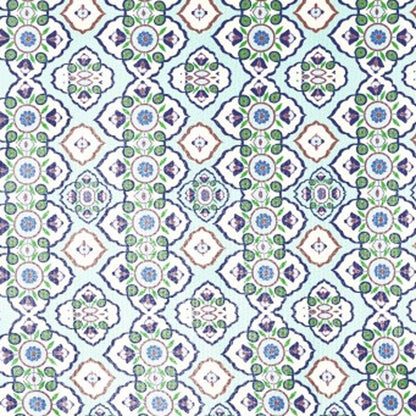 5' X 7' Light Blue And Cream Oriental Area Rug