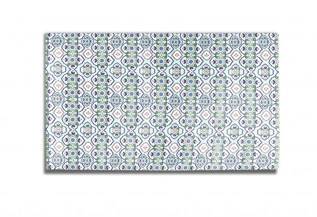 5' X 7' Light Blue And Cream Oriental Area Rug