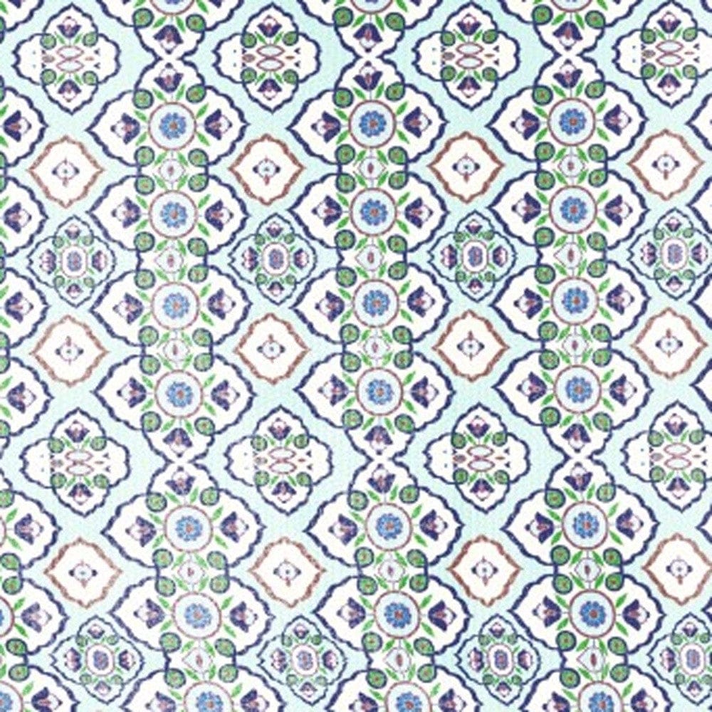 5' X 7' Light Blue And Cream Oriental Area Rug