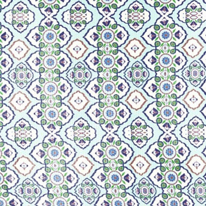 5' X 7' Light Blue And Cream Oriental Area Rug