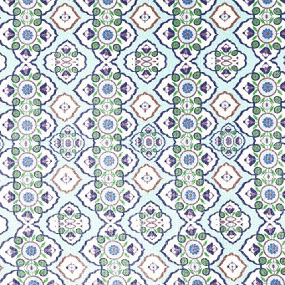 5' X 7' Light Blue And Cream Oriental Area Rug