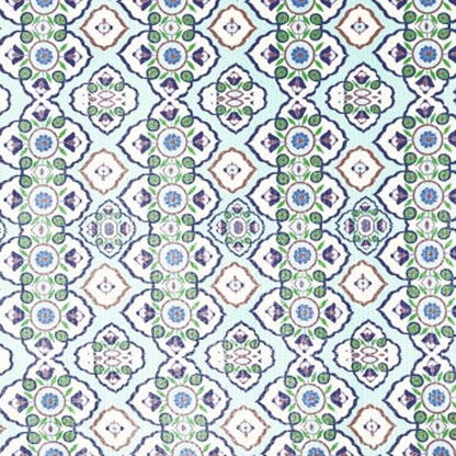 5' X 7' Light Blue And Cream Oriental Area Rug