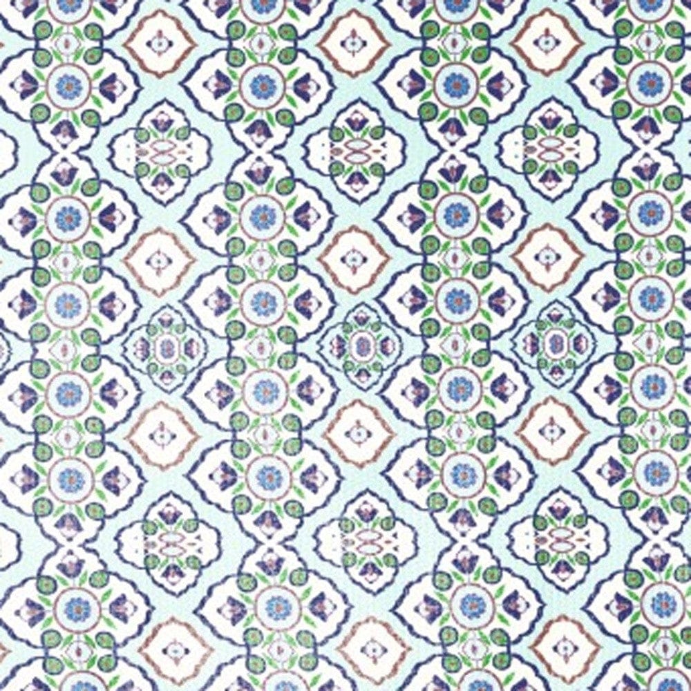 5' X 7' Light Blue And Cream Oriental Area Rug