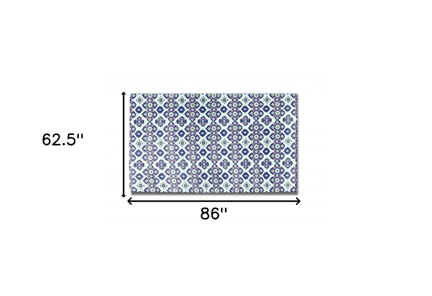 5' X 7' Light Blue And Navy Oriental Area Rug