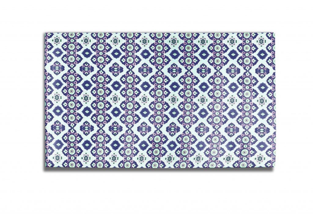 5' X 7' Light Blue And Navy Oriental Area Rug