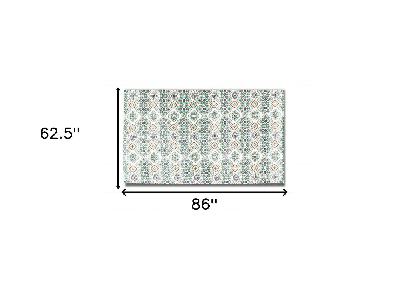 5' X 7' Light Peach Light Aqua Oriental Area Rug