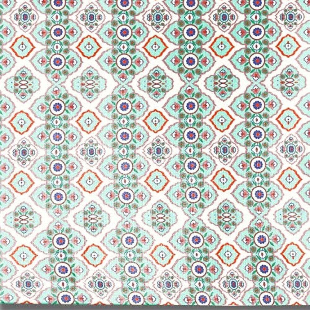 5' X 7' Light Peach Light Aqua Oriental Area Rug