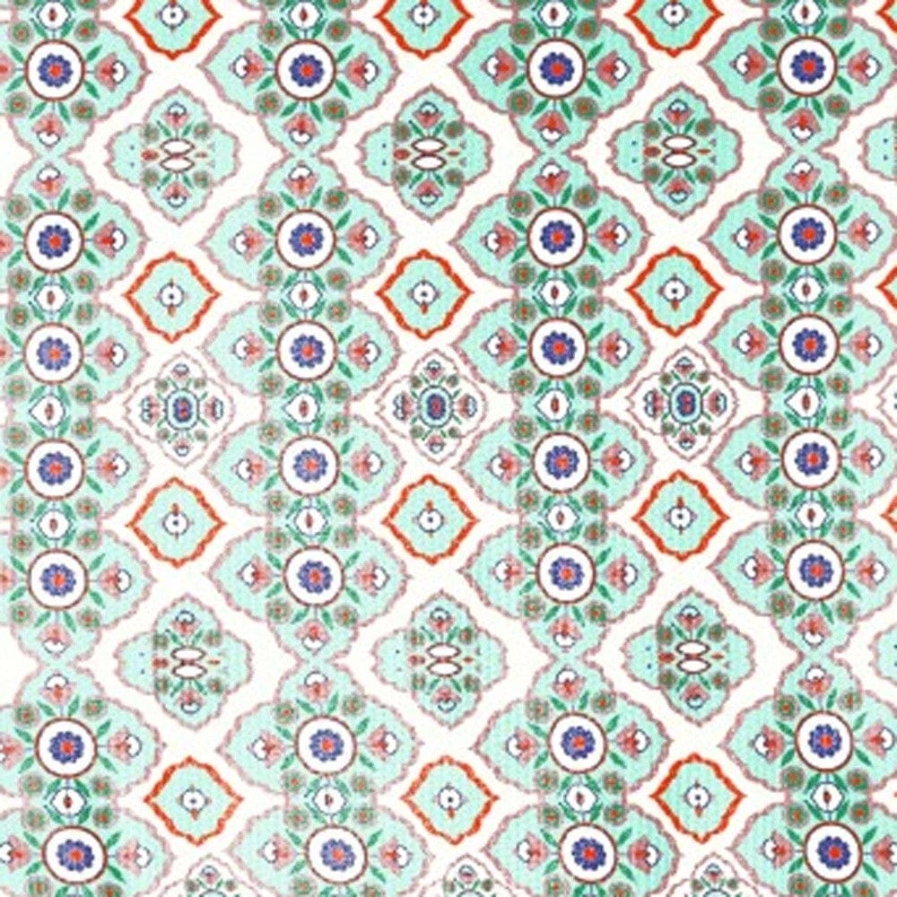 5' X 7' Light Peach Light Aqua Oriental Area Rug