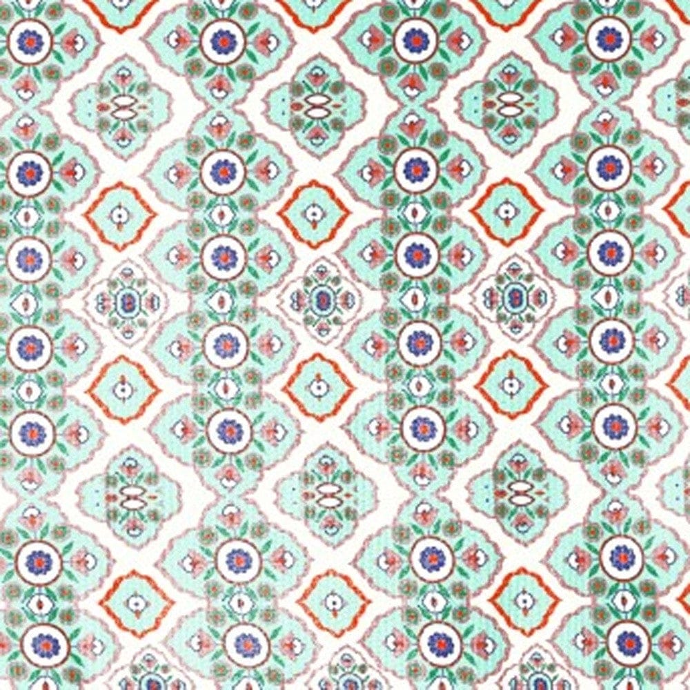 5' X 7' Light Peach Light Aqua Oriental Area Rug