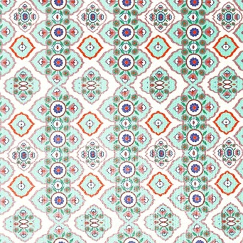 5' X 7' Light Peach Light Aqua Oriental Area Rug