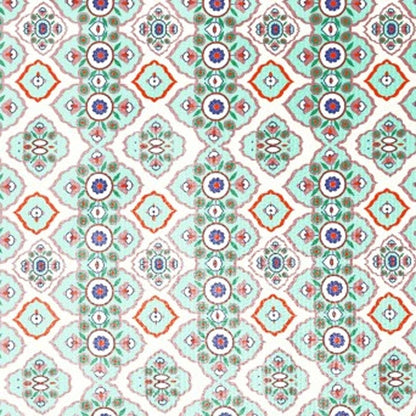 5' X 7' Light Peach Light Aqua Oriental Area Rug