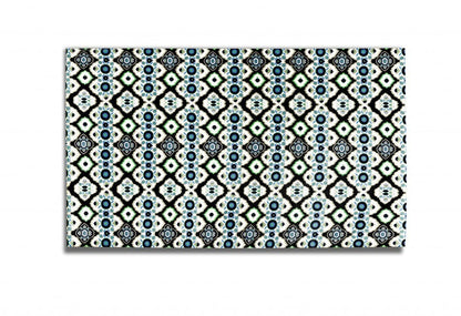 5' X 7' Black And Green Oriental Area Rug