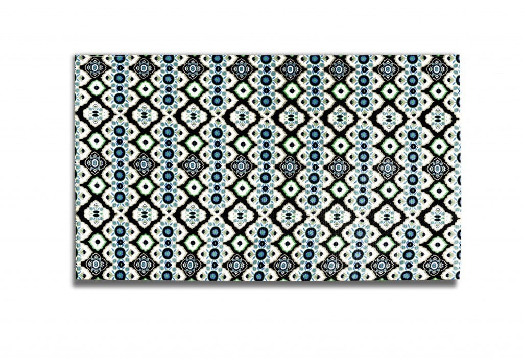 5' X 7' Black And Green Oriental Area Rug