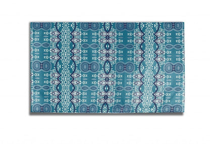 5' X 7' Aqua Oriental Area Rug