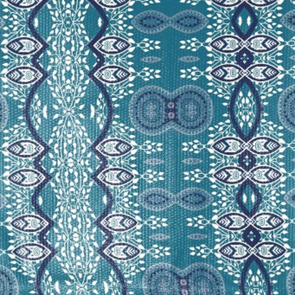 5' X 7' Aqua Oriental Area Rug