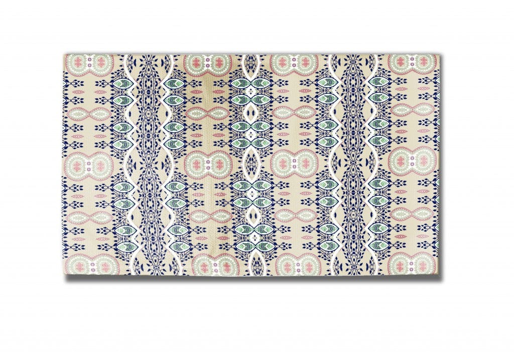 5' X 7' Beige And Green Oriental Area Rug