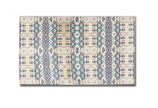 5' X 7' Beige And Green Oriental Area Rug