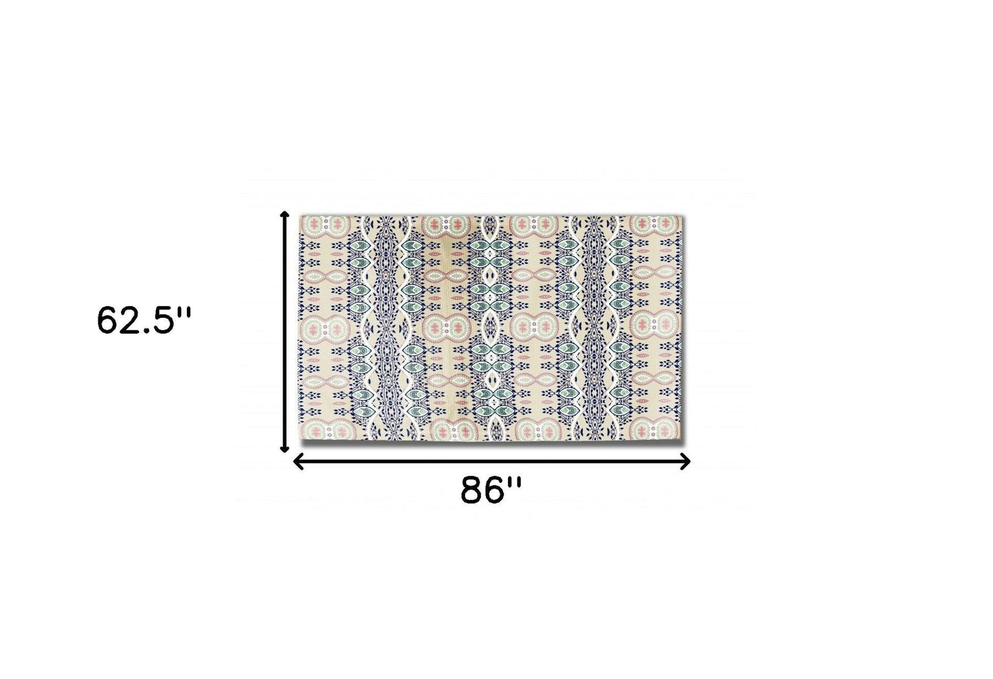 5' X 7' Beige And Green Oriental Area Rug