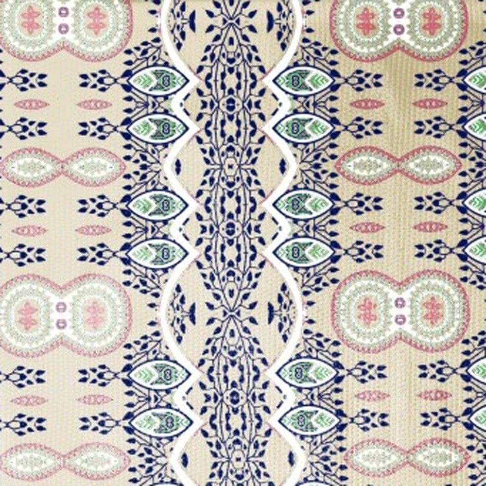 5' X 7' Beige And Green Oriental Area Rug