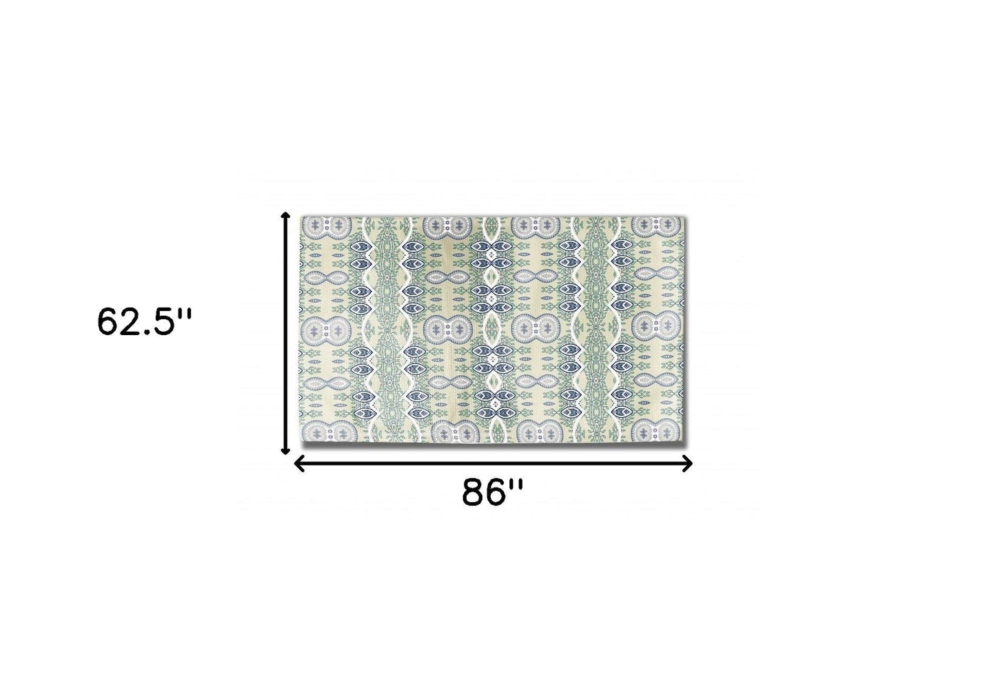 5' X 7' Light Green And Beige Oriental Area Rug