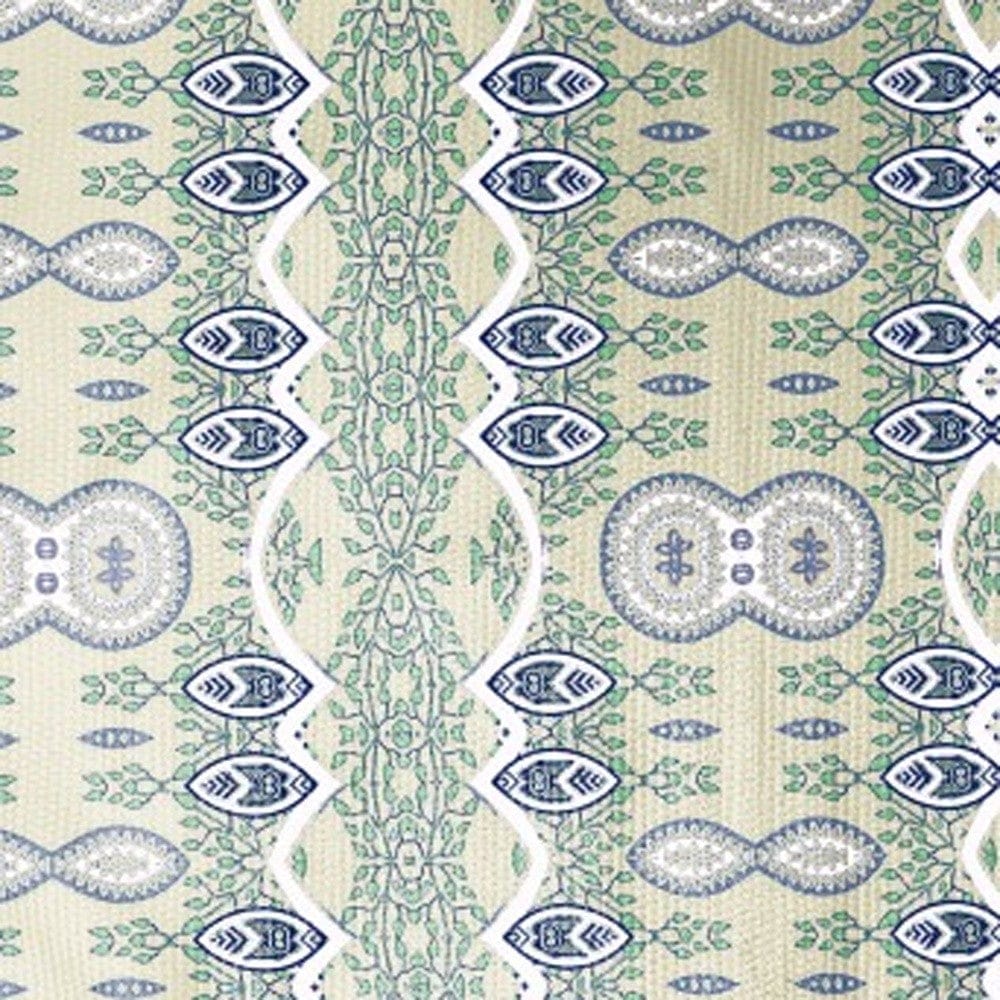 5' X 7' Light Green And Beige Oriental Area Rug