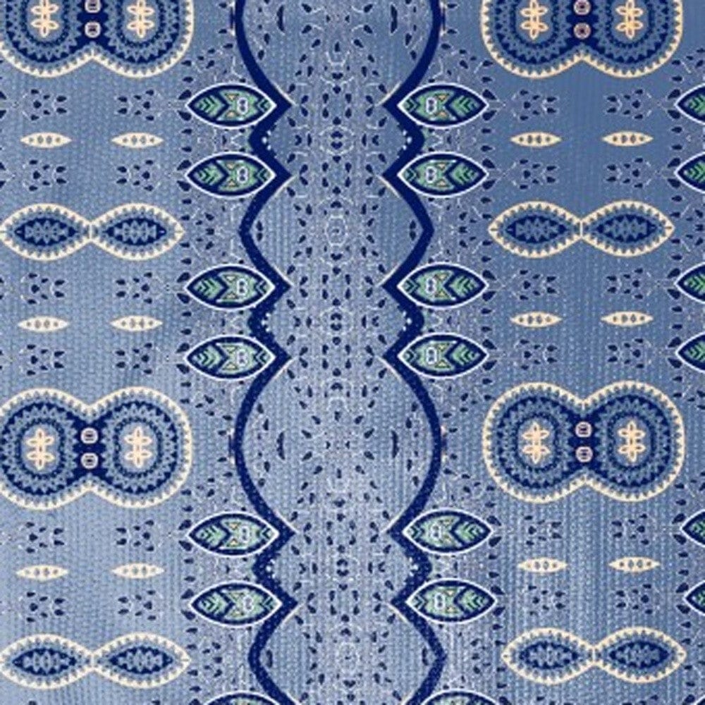 5' X 7' Muted Blue And Navy Oriental Area Rug