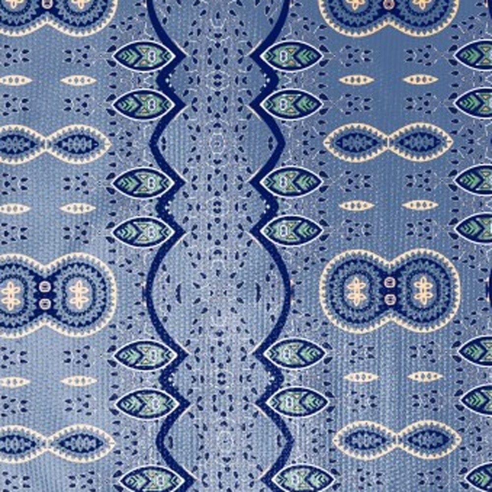 5' X 7' Muted Blue And Navy Oriental Area Rug