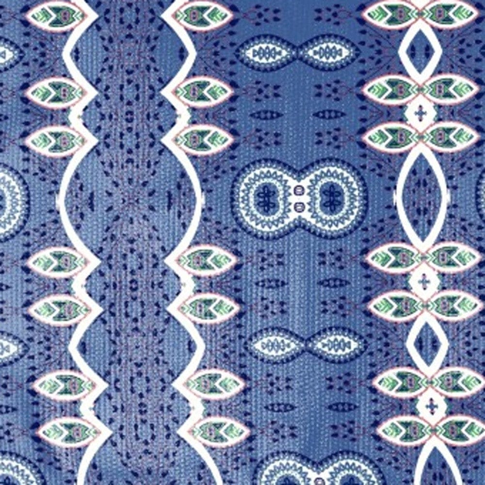 5' X 7' Muted Blue And White Oriental Area Rug