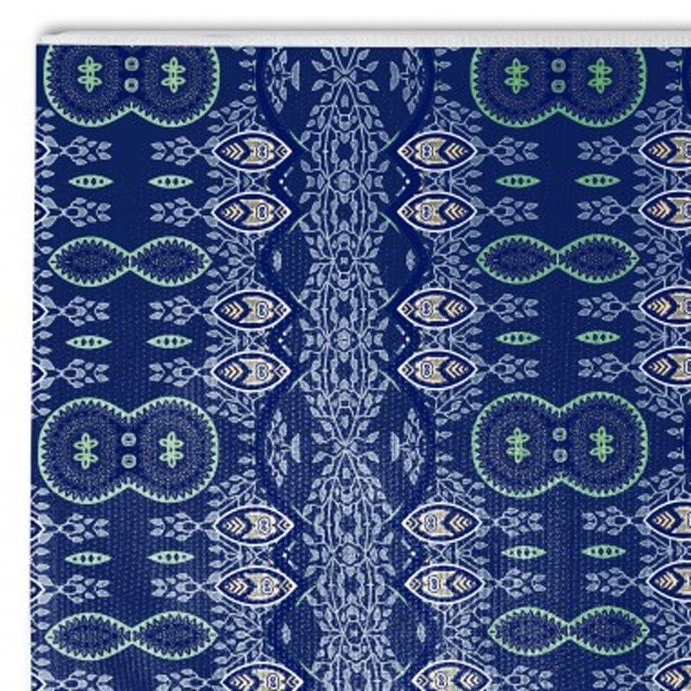 5' X 7' Navy Blue Oriental Area Rug