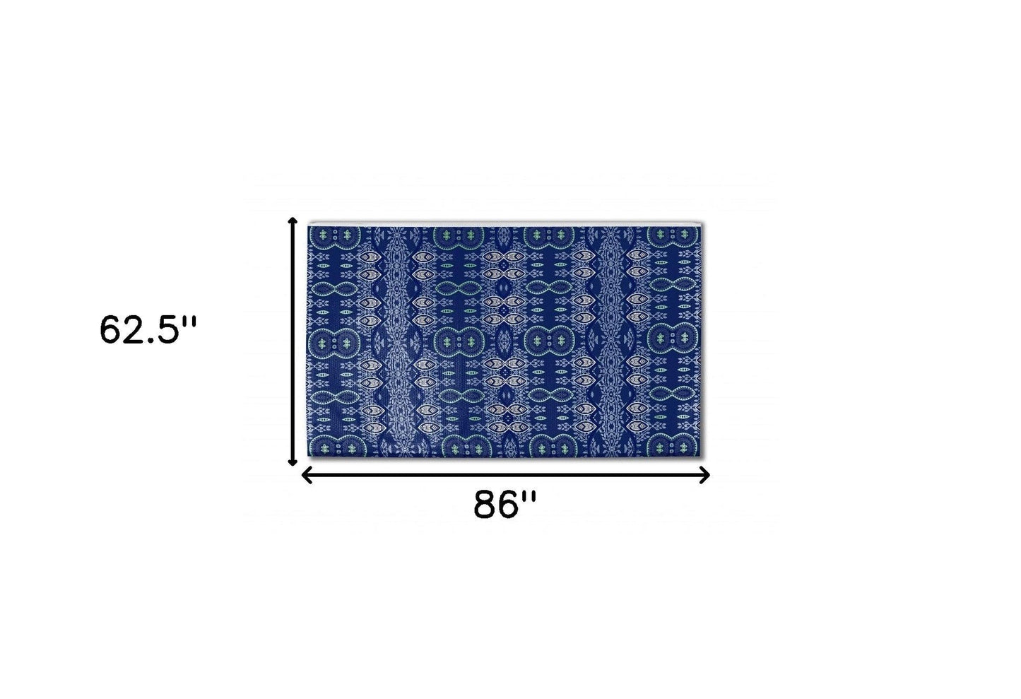 5' X 7' Navy Blue Oriental Area Rug