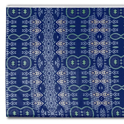 5' X 7' Navy Blue Oriental Area Rug