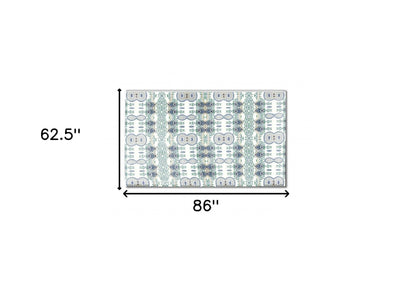 5' X 7' Off White And Beige Oriental Area Rug