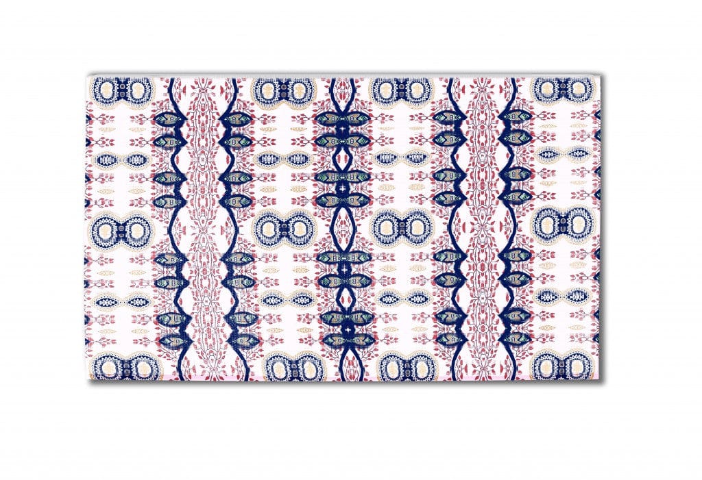 5' X 7' Red And Blue Oriental Area Rug