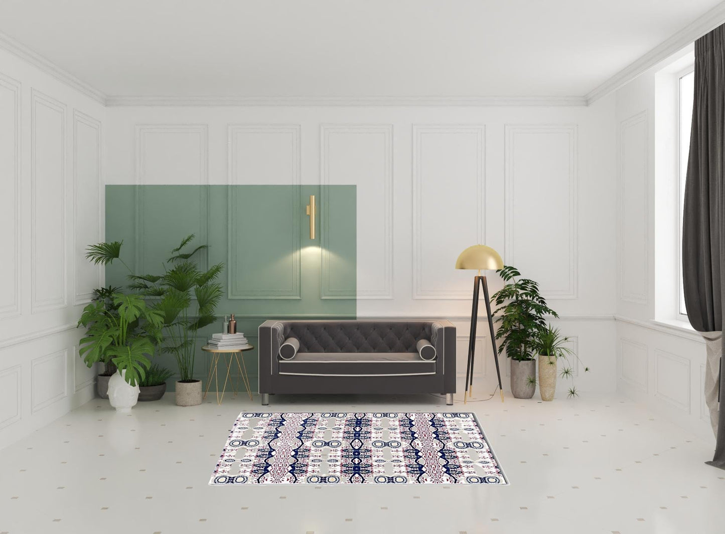 5' X 7' Red And Blue Oriental Area Rug